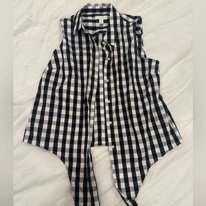 Charter Club Black and White Plaid Top